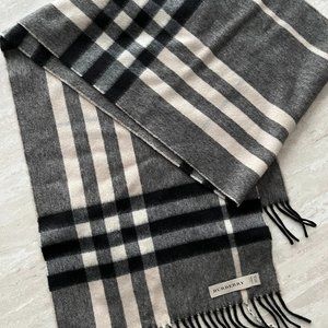 Burberry Black and Off White Cashmere Scarf